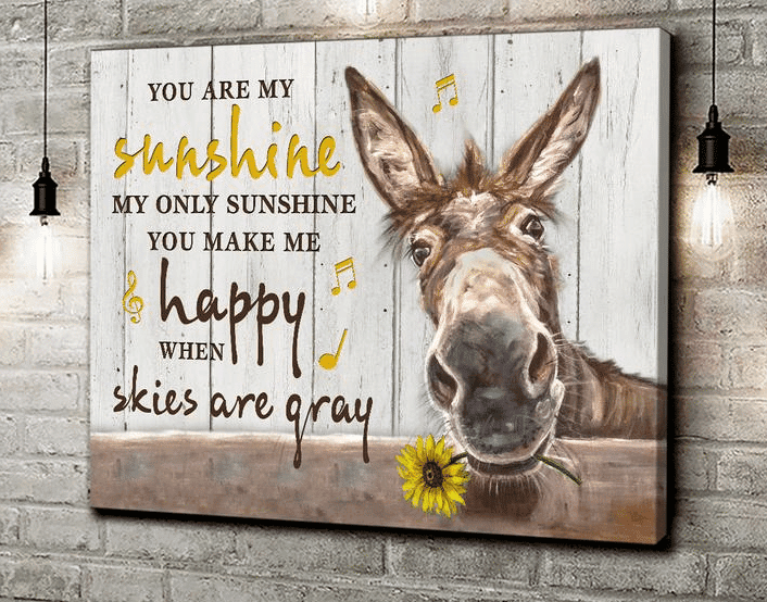 Donkey, You Are My Sunshine - Matte Wall Art, Gift For You, Gift For Donkey Lover, Christmas Gift C12 Gallery Canvas Painting, Canvas Hanging Home Decor Gift Idea Framed Prints, Canvas