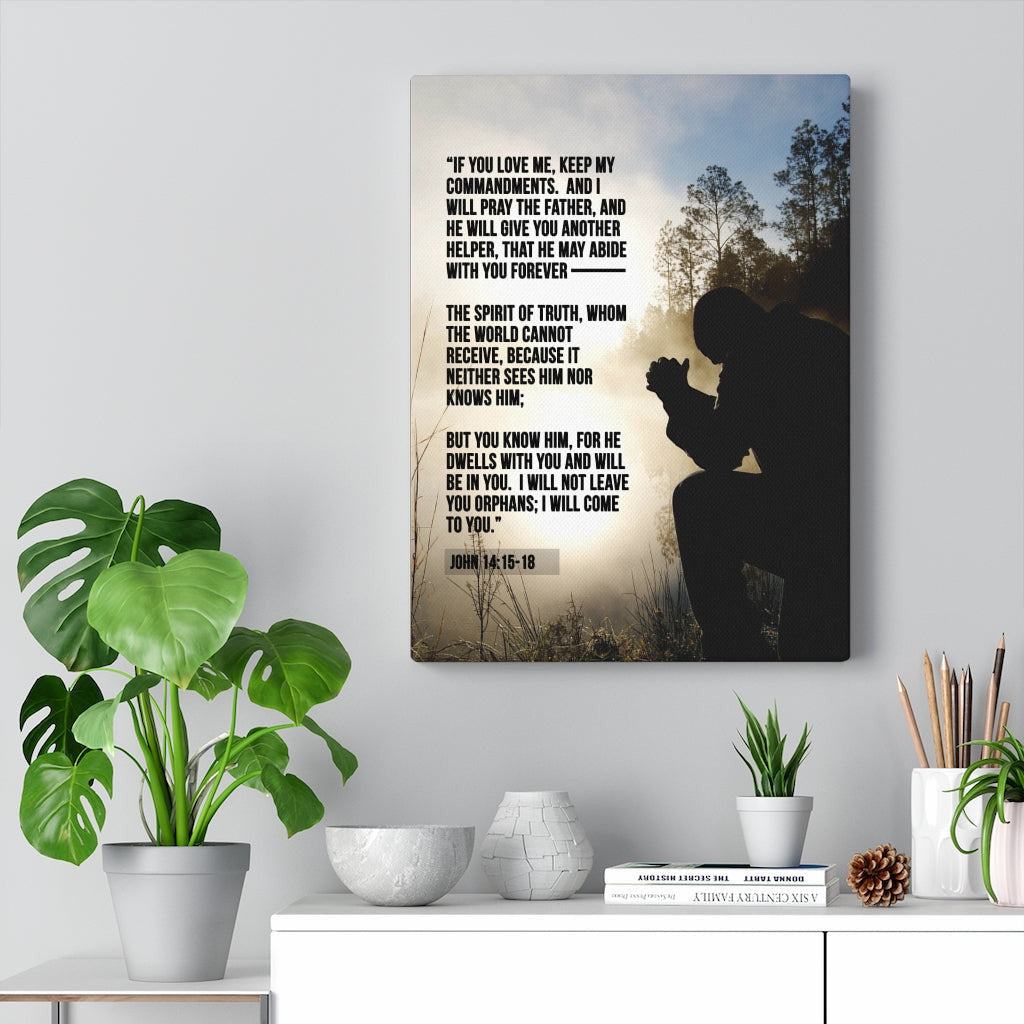 Scripture Canvas Keep my Commandments John 14:15?-?18 Christian Wall Art Bible Verse Meaningful Home Decor Gifts Unique Housewarming Gift Ideas Framed Prints, Canvas