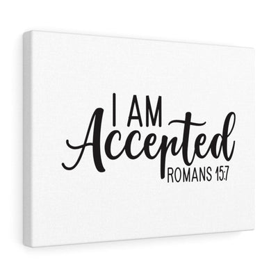 Scripture Canvas Accepted Romans 15:7 Christian Wall Art Bible Verse Meaningful Home Decor Gifts Unique Housewarming Gift Ideas Framed Prints, Canvas
