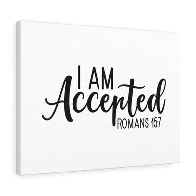 Scripture Canvas Accepted Romans 15:7 Christian Wall Art Bible Verse Meaningful Home Decor Gifts Unique Housewarming Gift Ideas Framed Prints, Canvas