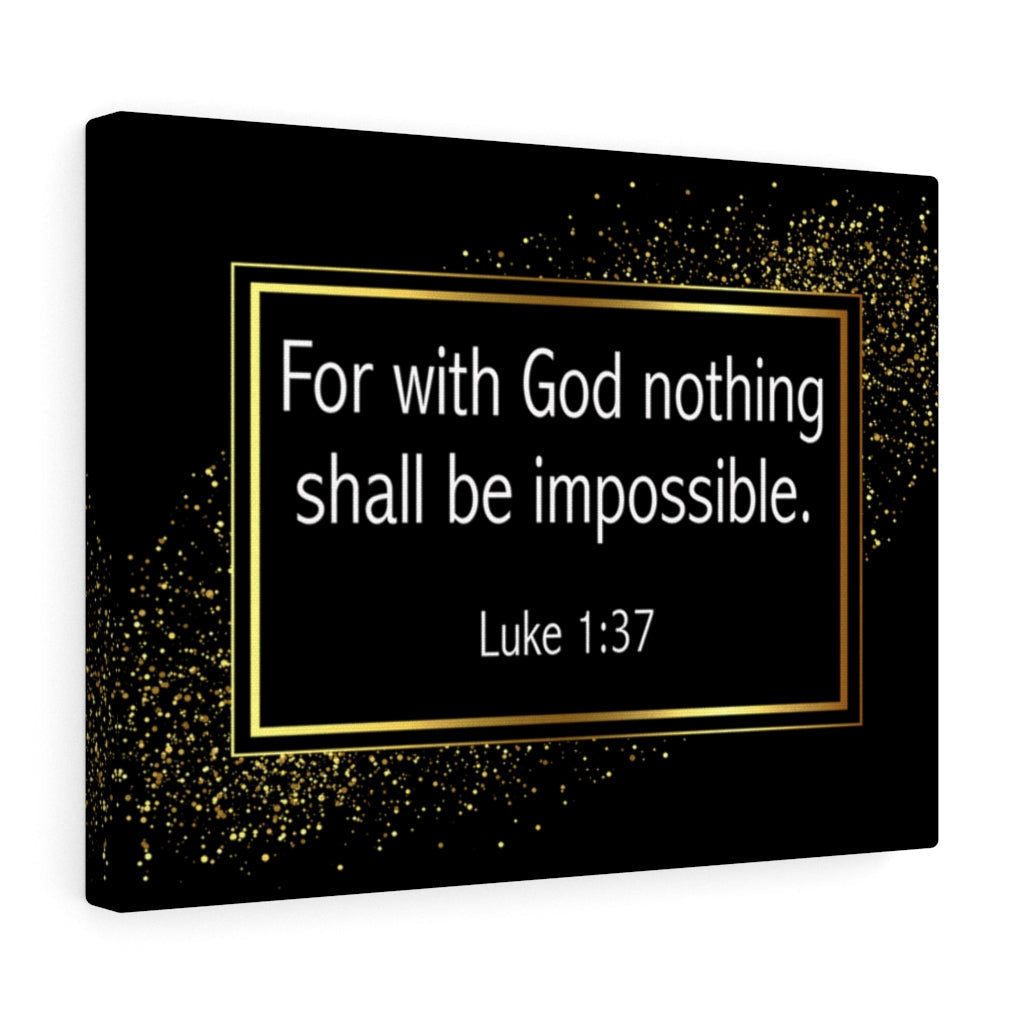 Scripture Canvas For With God Nothing is Impossible Luke 1:37 Christian Wall Art Bible Verse Meaningful Home Decor Gifts Unique Housewarming Gift Ideas Framed Prints, Canvas