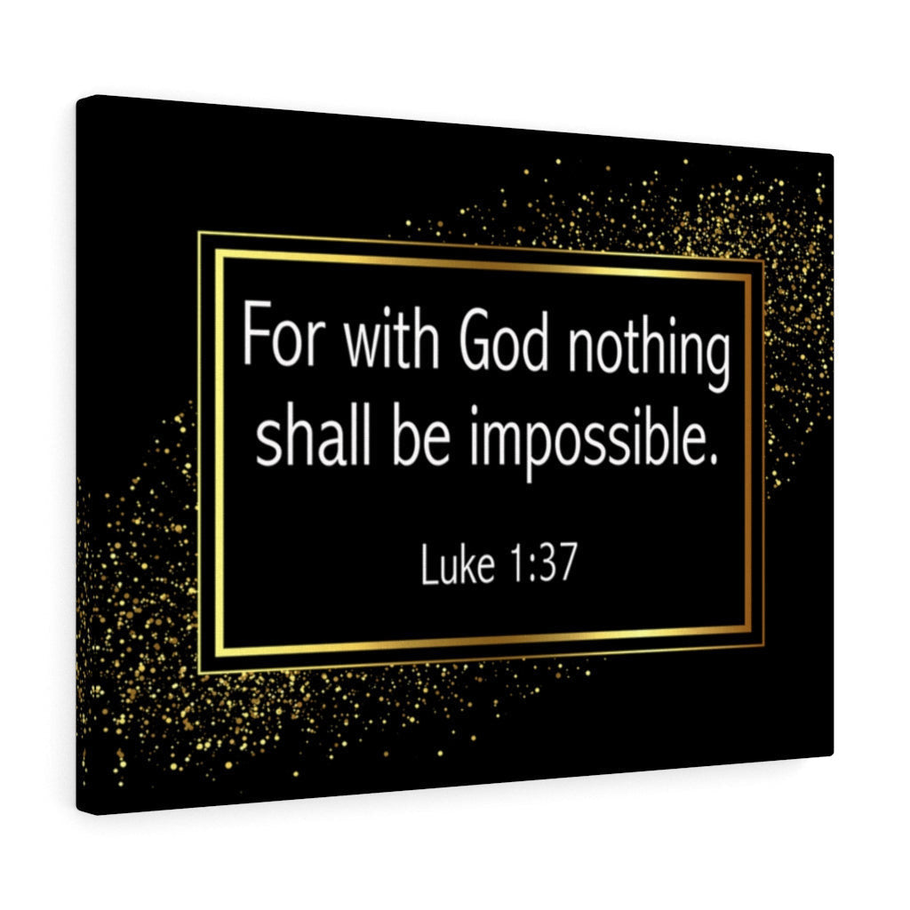 Scripture Canvas For With God Nothing is Impossible Luke 1:37 Christian Wall Art Bible Verse Meaningful Home Decor Gifts Unique Housewarming Gift Ideas Framed Prints, Canvas