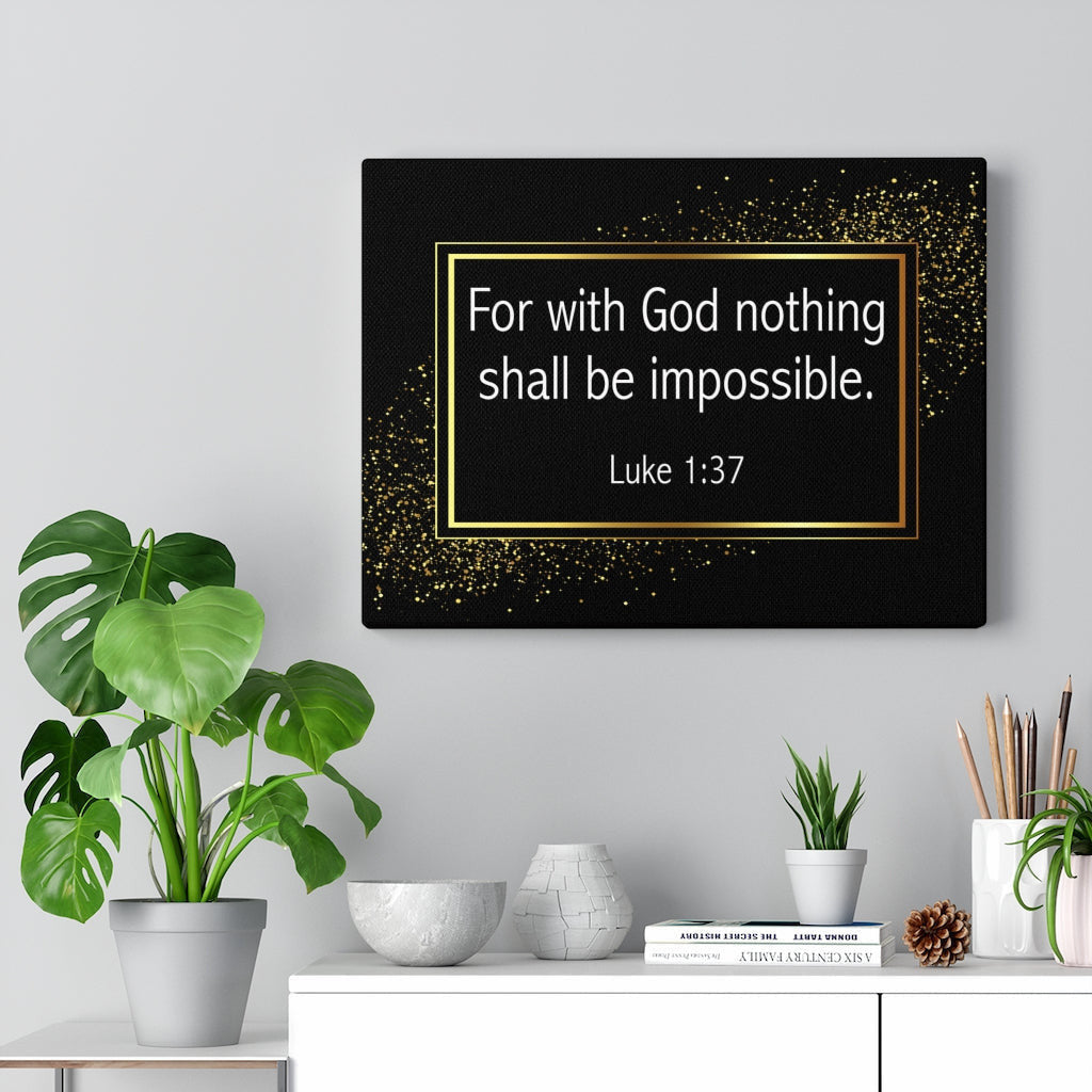 Scripture Canvas For With God Nothing is Impossible Luke 1:37 Christian Wall Art Bible Verse Meaningful Home Decor Gifts Unique Housewarming Gift Ideas Framed Prints, Canvas