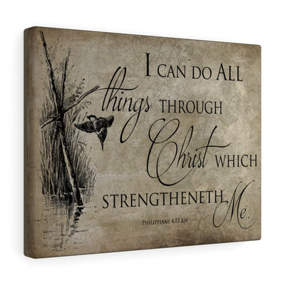Scripture Canvas All Things Through Christ Philippians 4:13 Wall Art Bible Verse Meaningful Home Decor Gifts Unique Housewarming Gift Ideas Framed Prints, Canvas