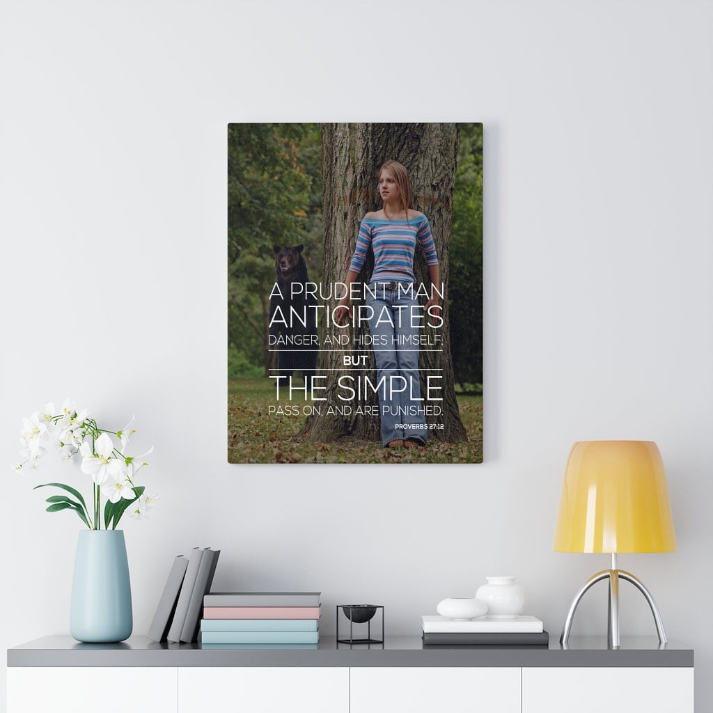 Scripture Canvas A Prudent Man Bear Proverbs 27:12 Christian Wall Art Bible Verse Meaningful Home Decor Gifts Unique Housewarming Gift Ideas Framed Prints, Canvas