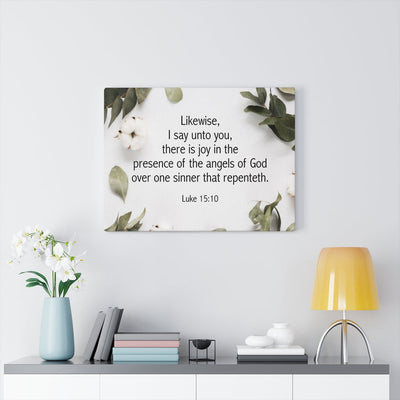 Scripture Canvas Angels of God Luke 15:10 Christian Wall Art Bible Verse Meaningful Home Decor Gifts Unique Housewarming Gift Ideas Framed Prints, Canvas