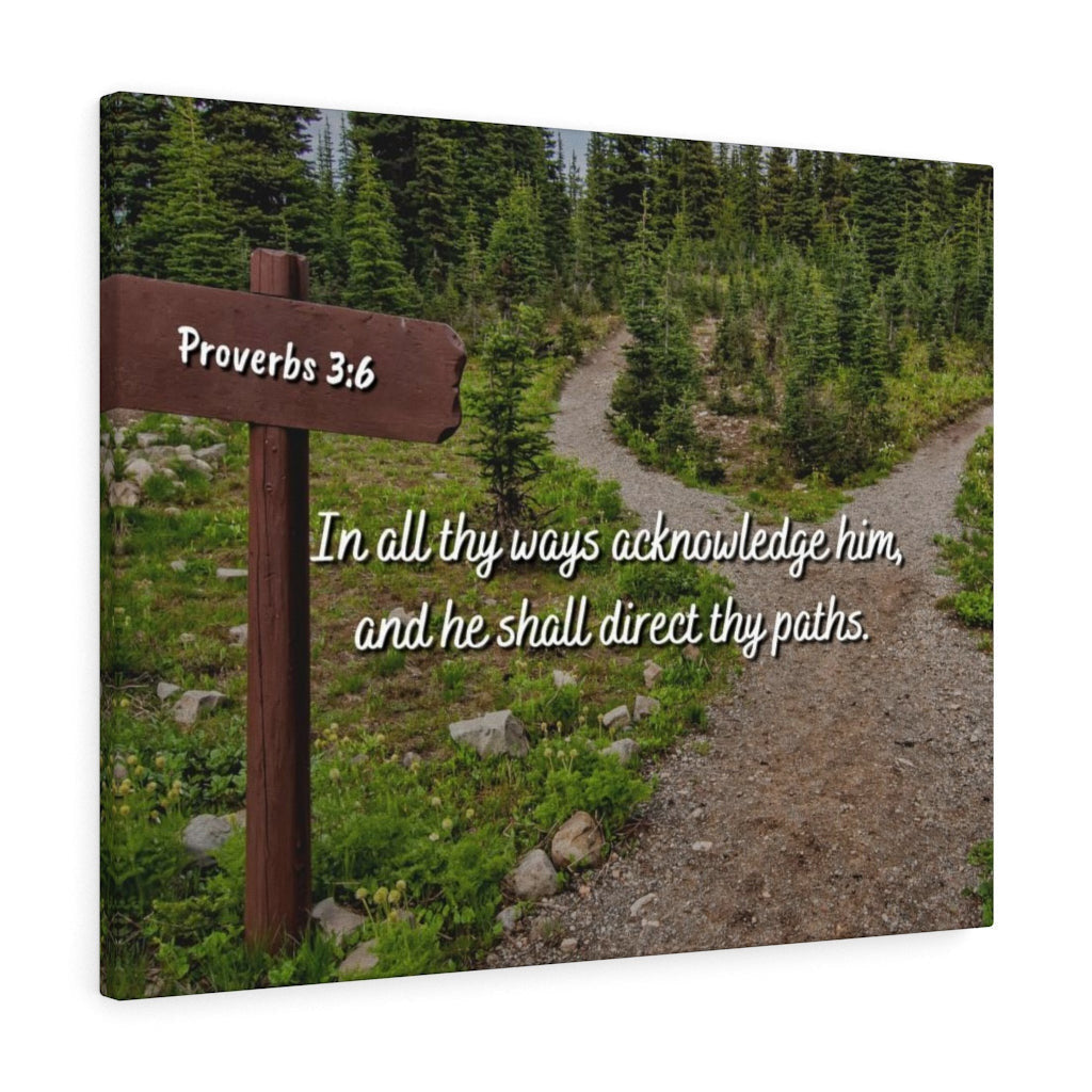 Scripture Canvas Acknowledge Him Proverbs 3:6 Christian Wall Art Bible Verse Meaningful Home Decor Gifts Unique Housewarming Gift Ideas Framed Prints, Canvas