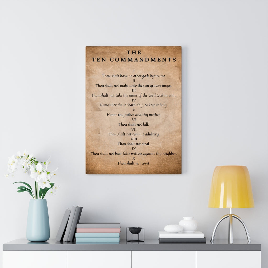 Scripture Canvas 10 Commandments Christian Wall Art Bible Verse Meaningful Home Decor Gifts Unique Housewarming Gift Ideas Framed Prints, Canvas