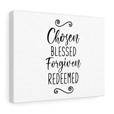 Scripture Canvas Chosen Blessed Forgiven Redeemed Christian Wall Art Meaningful Home Decor Gifts Unique Housewarming Gift Ideas Framed Prints, Canvas