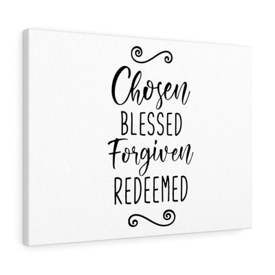 Scripture Canvas Chosen Blessed Forgiven Redeemed Christian Wall Art Meaningful Home Decor Gifts Unique Housewarming Gift Ideas Framed Prints, Canvas
