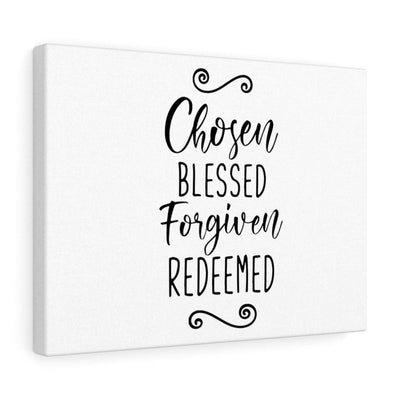 Scripture Canvas Chosen Blessed Forgiven Redeemed Christian Wall Art Meaningful Home Decor Gifts Unique Housewarming Gift Ideas Framed Prints, Canvas