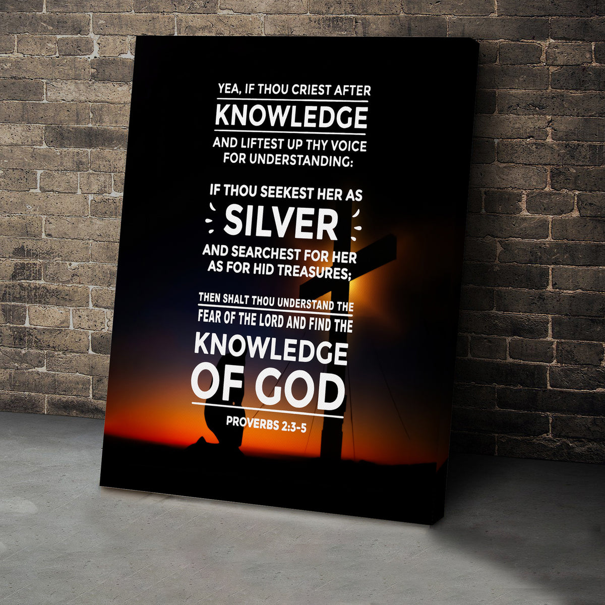 Scripture Canvas Knowledge of God Proverbs 2:3-5 Christian Wall Art Bible Verse Meaningful Home Decor Gifts Unique Housewarming Gift Ideas Framed Prints, Canvas
