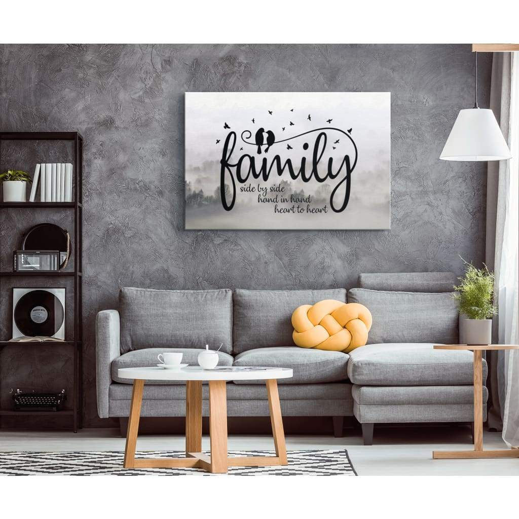 Christian : Family Side By Side Hand In Hand Heart To Heart Canvas Print