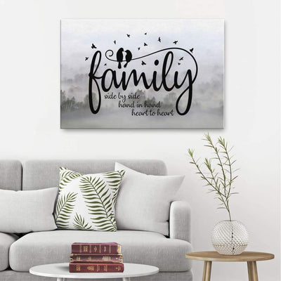 Christian : Family Side By Side Hand In Hand Heart To Heart Canvas Print