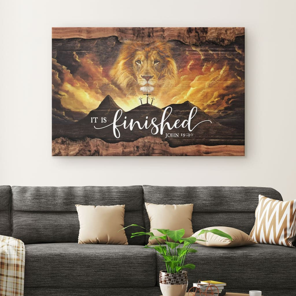 It Is Finished , John 19:30 Jesus Lion Easter Canvas Hanging Gift, Canvas Paiting Frames Print