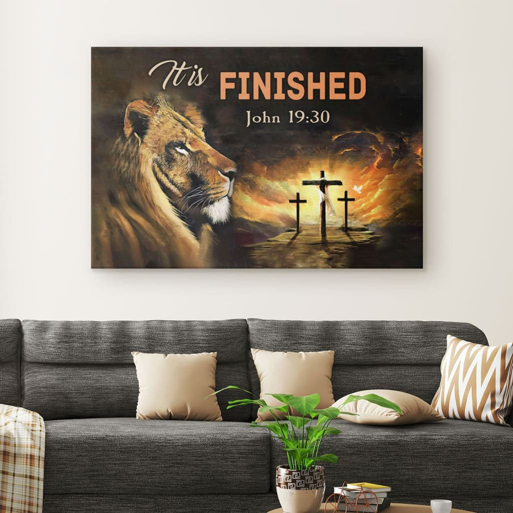 It Is Finished John 19:30 Bible Verse Canvas Hanging Gift, Canvas Paiting Frames Print | Easter Gifts