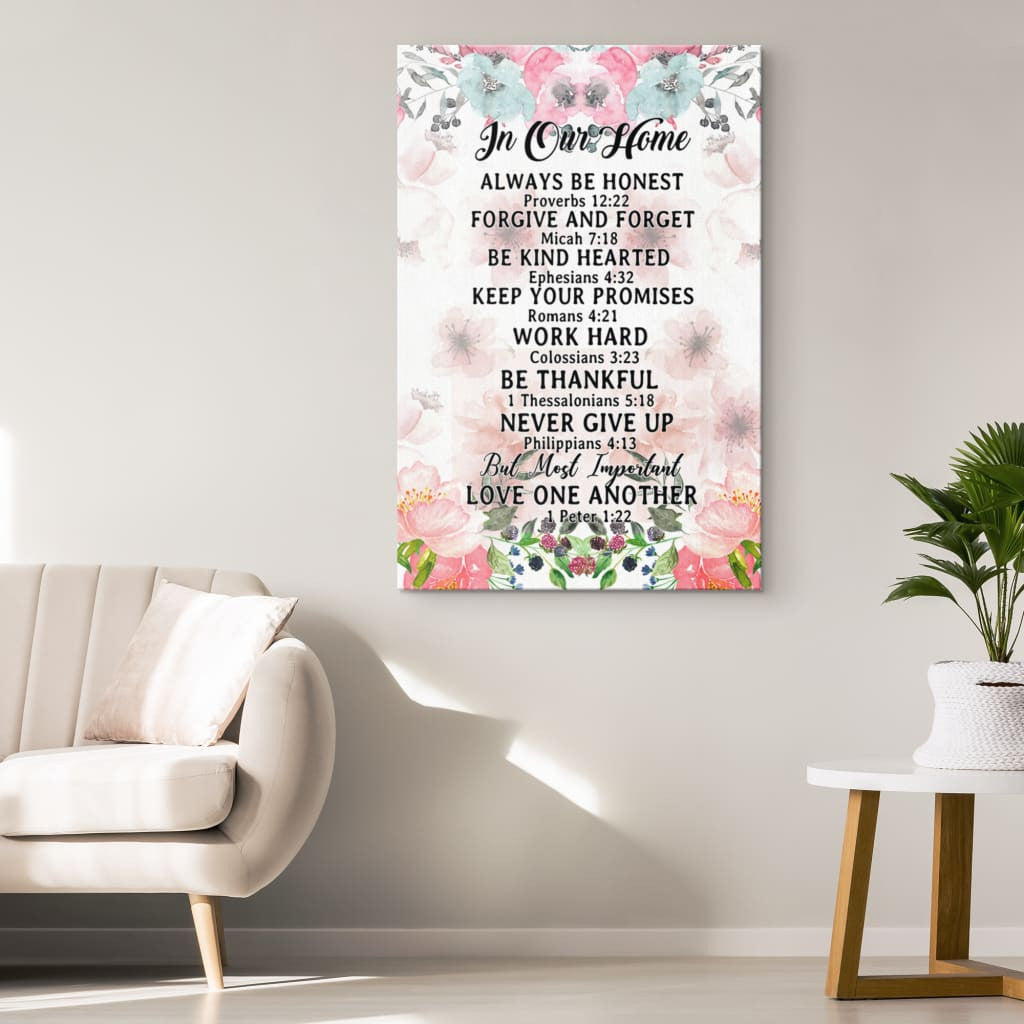 Christian : Christian Family House Rules Canvas Hanging Gift, Canvas Paiting Frames Print