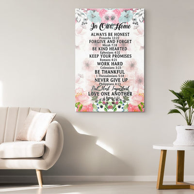 Christian : Christian Family House Rules Canvas Hanging Gift, Canvas Paiting Frames Print