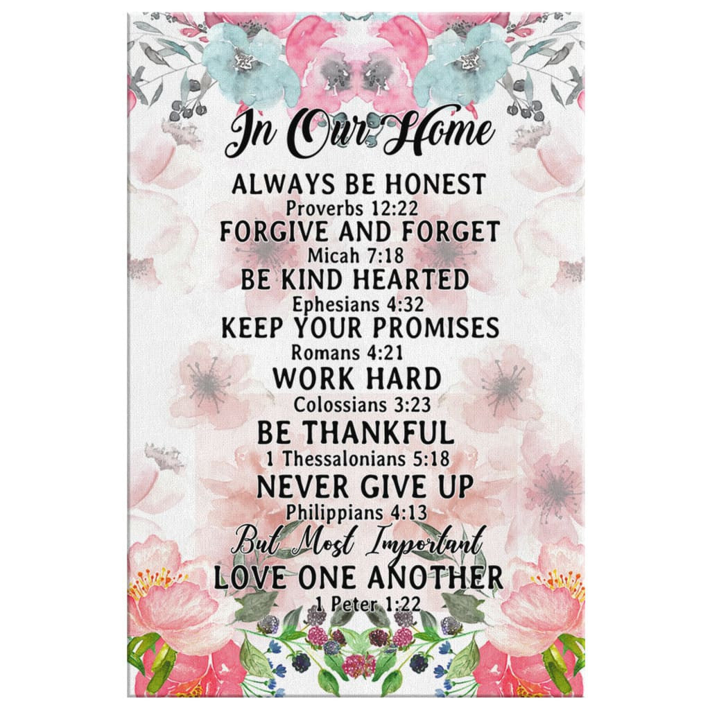 Christian : Christian Family House Rules Canvas Hanging Gift, Canvas Paiting Frames Print