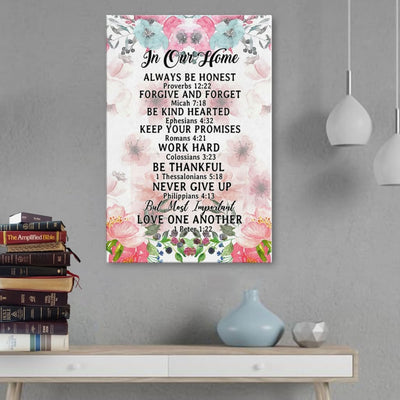 Christian : Christian Family House Rules Canvas Hanging Gift, Canvas Paiting Frames Print