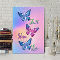 Christian Canvas Gallery Wrapped Canvas Faith Hope Love Butterfly Canvas Art