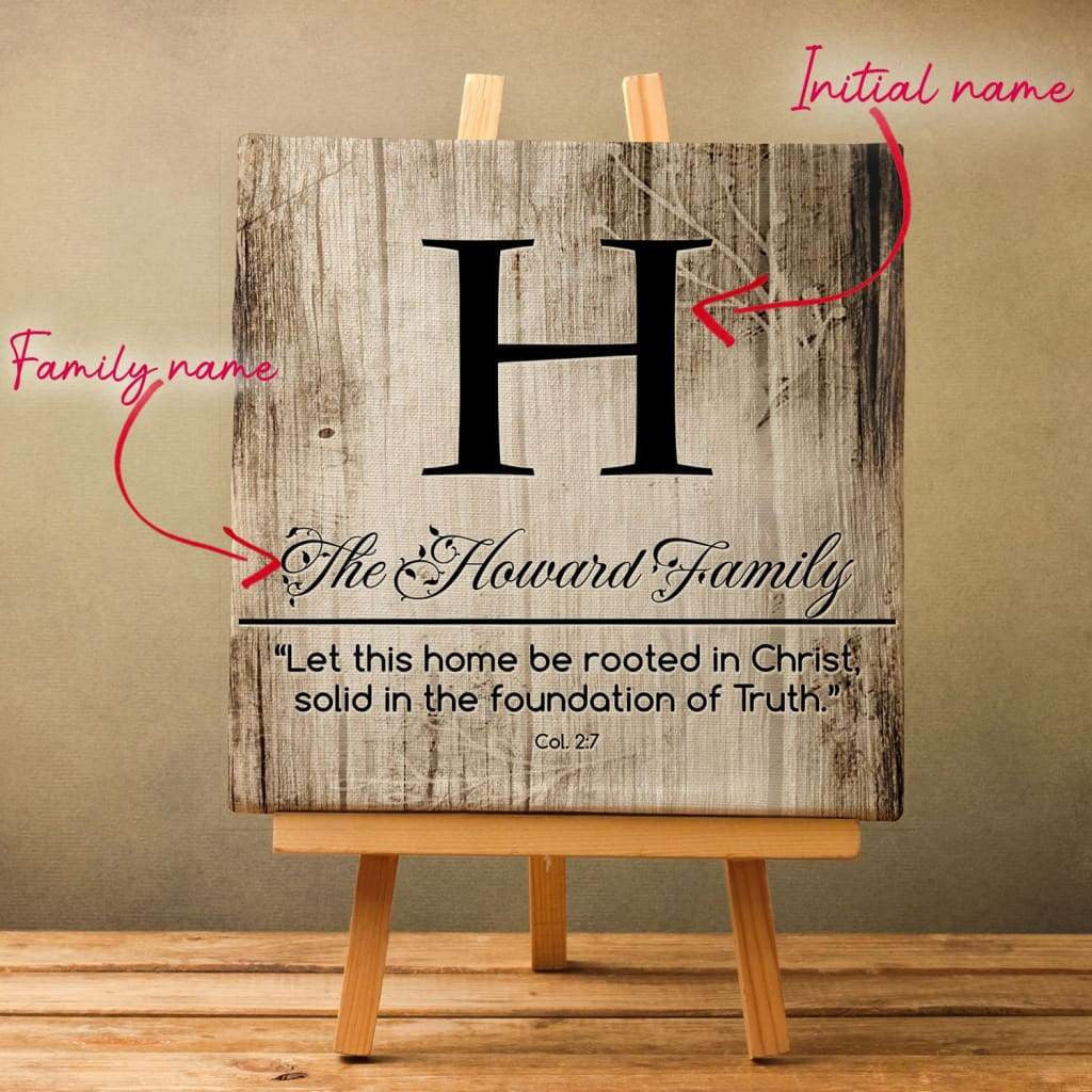 Let This Home Be Rooted In Christ Custom Family Name Canvas Gallery Wrapped Canvas Square Canvas Frames