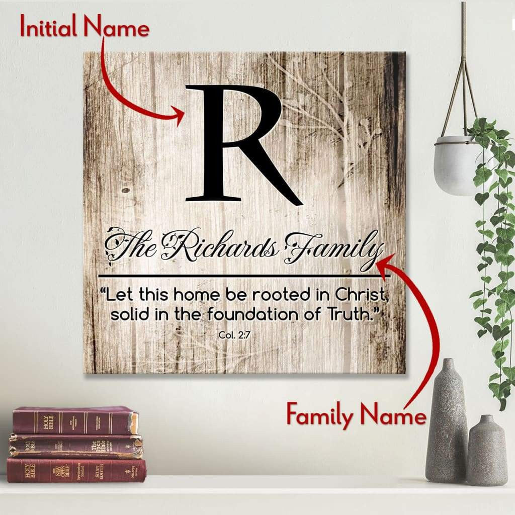 Let This Home Be Rooted In Christ Custom Family Name Canvas Gallery Wrapped Canvas Square Canvas Frames