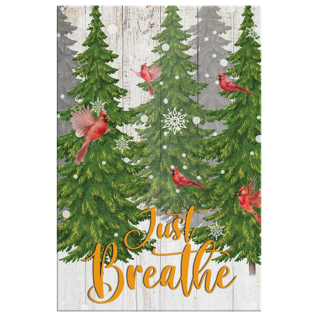 Just Breathe Cardinal Bird Christmas Canvas Gallery Wrapped Canvas Framed Gift Idea Canvas,  Christmas Gifts