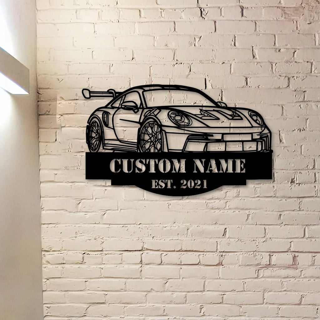 911 992 GT3 RS Angle Silhouette Metal Wall Art, Personalized Custom Car Metal Sign, Garage Decor, Metal Wall Art Gift for Dad Husband