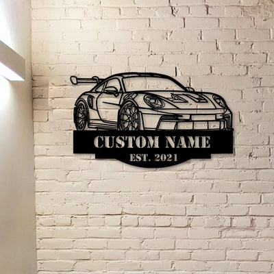 911 992 GT3 RS Angle Silhouette Metal Wall Art, Personalized Custom Car Metal Sign, Garage Decor, Metal Wall Art Gift for Dad Husband