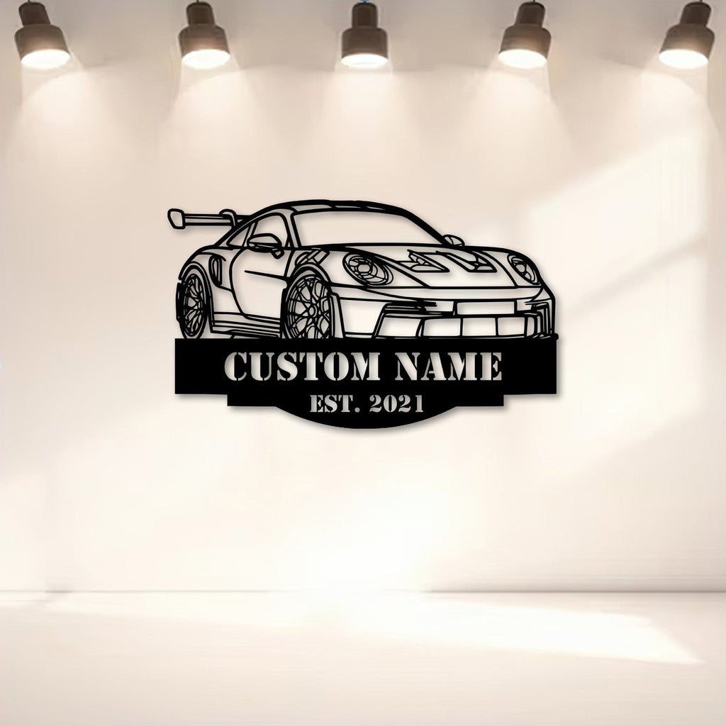 911 992 GT3 RS Angle Silhouette Metal Wall Art, Personalized Custom Car Metal Sign, Garage Decor, Metal Wall Art Gift for Dad Husband