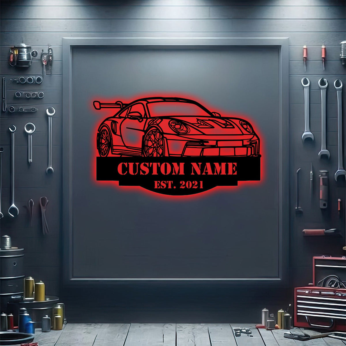 911 992 GT3 RS Angle Silhouette Metal Wall Art, Personalized Custom Car Metal Sign, Garage Decor, Metal Wall Art Gift for Dad Husband