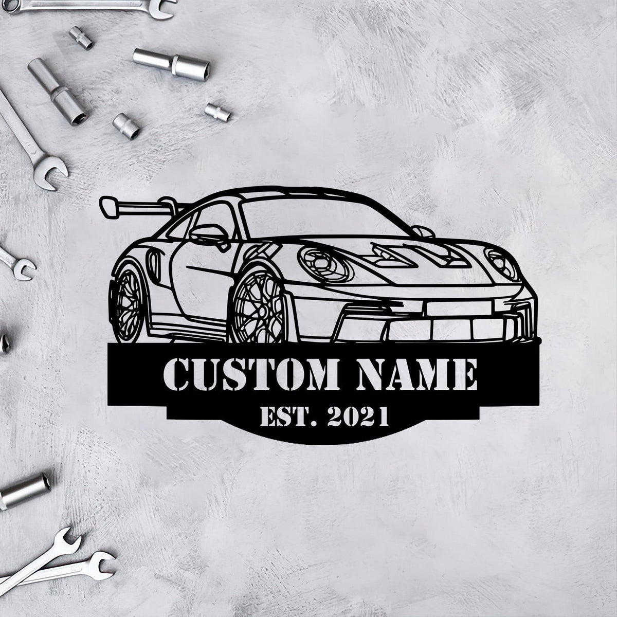911 992 GT3 RS Angle Silhouette Metal Wall Art, Personalized Custom Car Metal Sign, Garage Decor, Metal Wall Art Gift for Dad Husband