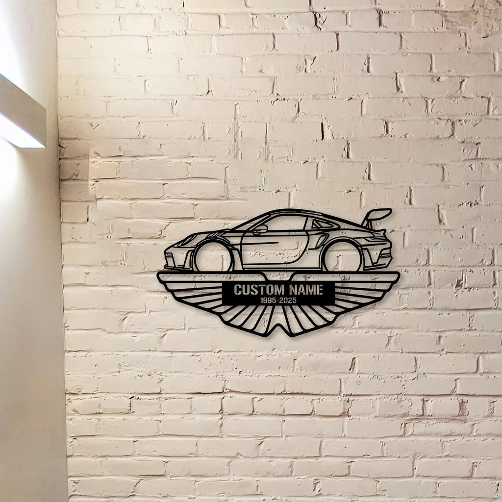 911 GT3 RS model 992 Silhouette Metal Art Stand, Custom Car Silhouette Metal Decor, Personalized Gift For Car Lovers, Garage Decor, Gift for Dad