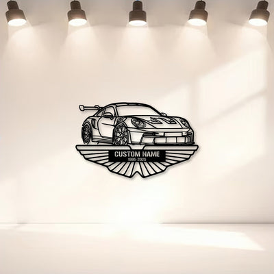 911 992 GT3 RS Angle Silhouette Metal Wall Art, Custom Metal Sport Car Silhouette Wall Art Garage Decor, Gift for Dad