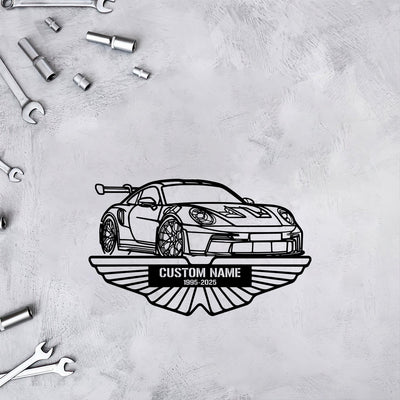 911 992 GT3 RS Angle Silhouette Metal Wall Art, Custom Metal Sport Car Silhouette Wall Art Garage Decor, Gift for Dad
