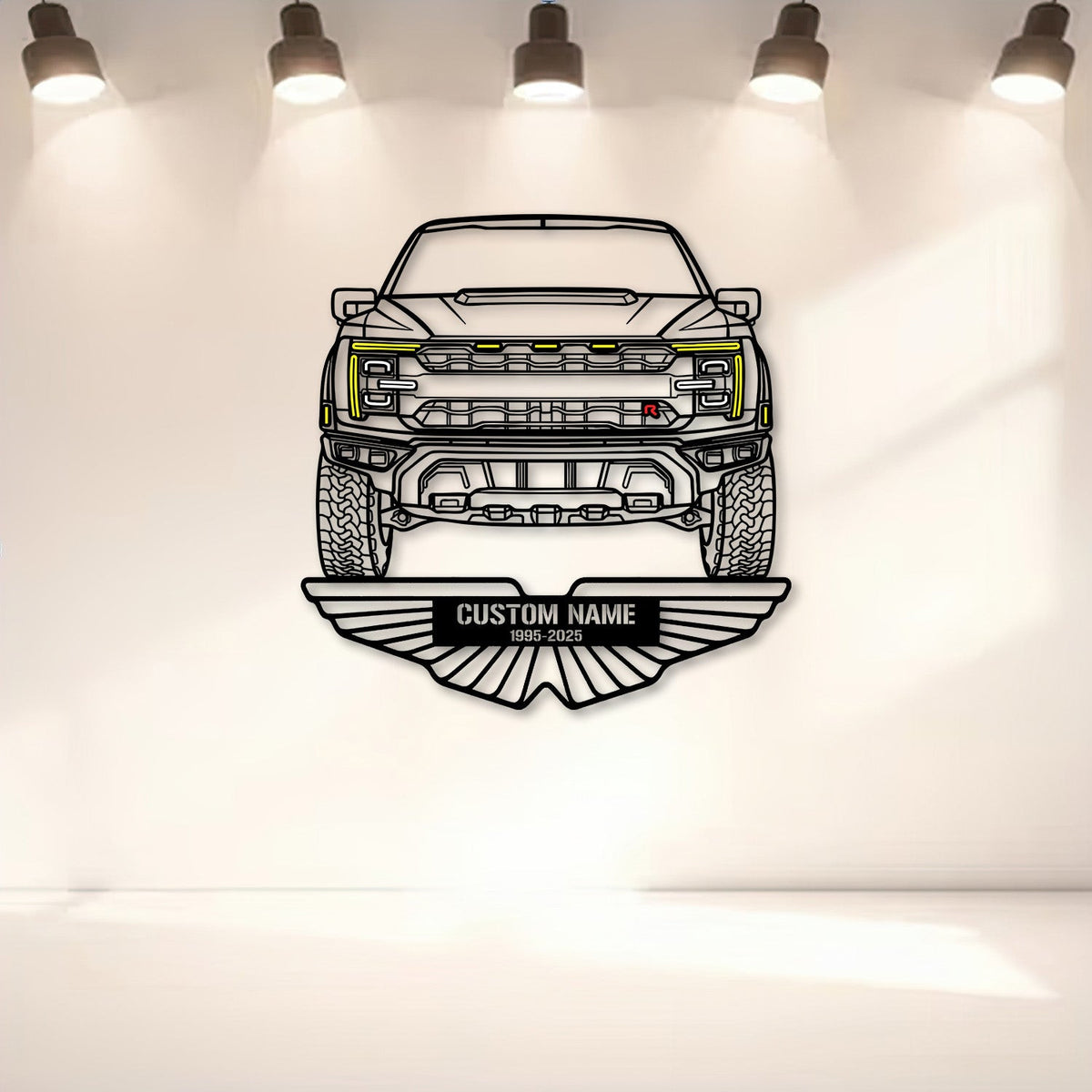 2024 Raptor R Front View Metal Neon Car Wall Art Gift For Him/ Her, Garage Decor, Gift for Dad