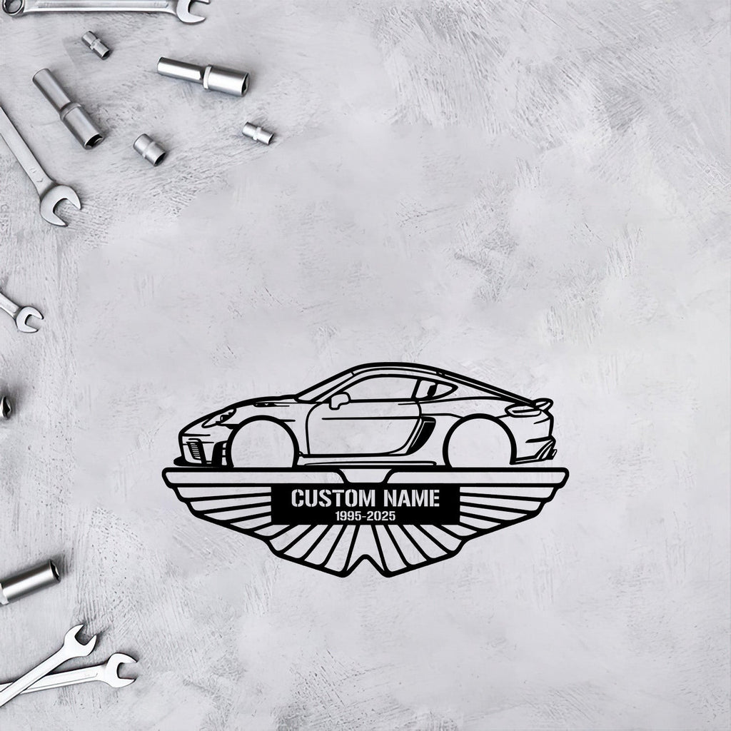 Cayman Metal Car Silhouette Sign, Personalized Car Metal Wall Art, Gift For Him, Garage Decor, Gift for Dad