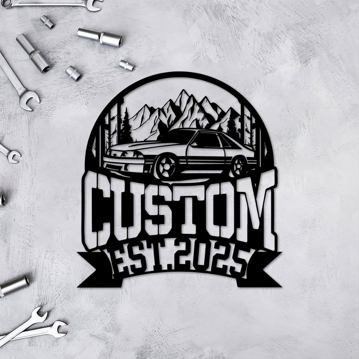 Ford Mustang Metal Sign Fox Body Mustang, Custom Car Silhouette Wall Art, Personalized Garage Decor, Gift for Husband