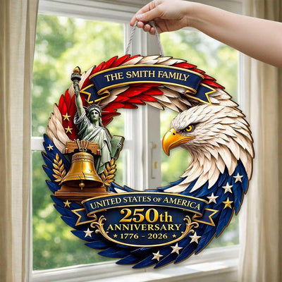USA 250th Anniversary 1776-2026 Wood Door Sign, Patriotic Eagle Door , United States Independence Day Decor Home