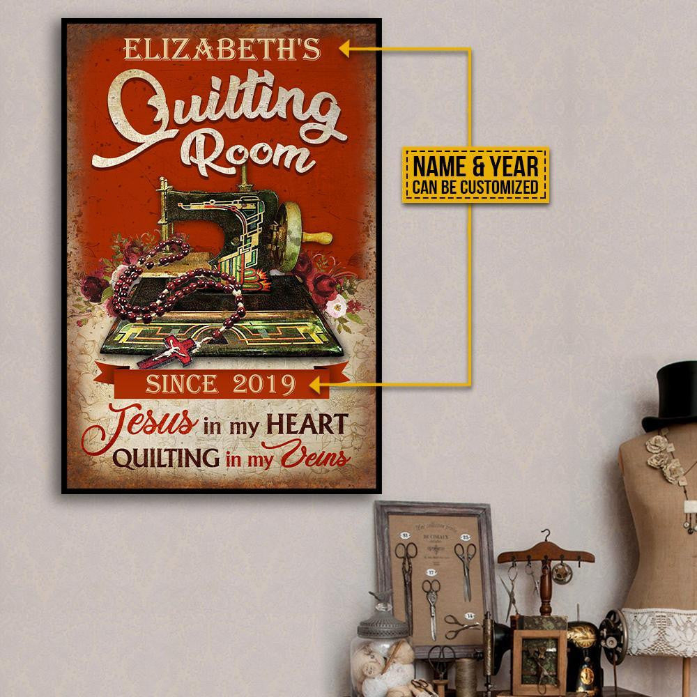 Personalized Canvas Art Painting, Canvas Gallery Hanging Home Decoration  Quilting Jesus In My Heart  Framed Prints, Canvas