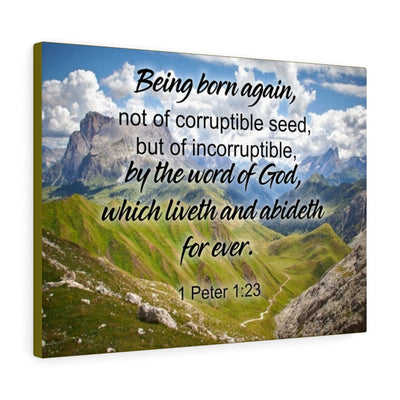 Scripture Canvas Being Born Again 1 Peter 1:23 Christian Wall Art Bible Verse Meaningful Home Decor Gifts Unique Housewarming Gift Ideas Framed Prints, Canvas