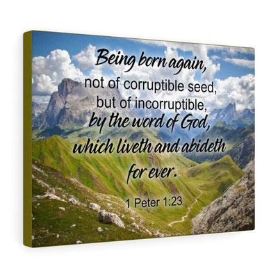 Scripture Canvas Being Born Again 1 Peter 1:23 Christian Wall Art Bible Verse Meaningful Home Decor Gifts Unique Housewarming Gift Ideas Framed Prints, Canvas