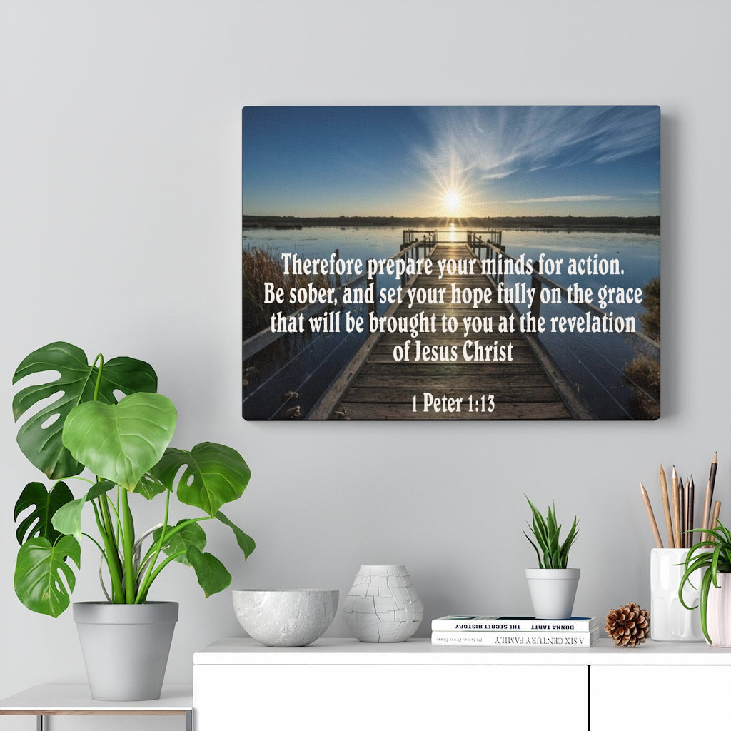 Scripture Canvas Be Sober 1 Peter 1:13 Christian Wall Art Bible Verse Meaningful Home Decor Gifts Unique Housewarming Gift Ideas Framed Prints, Canvas