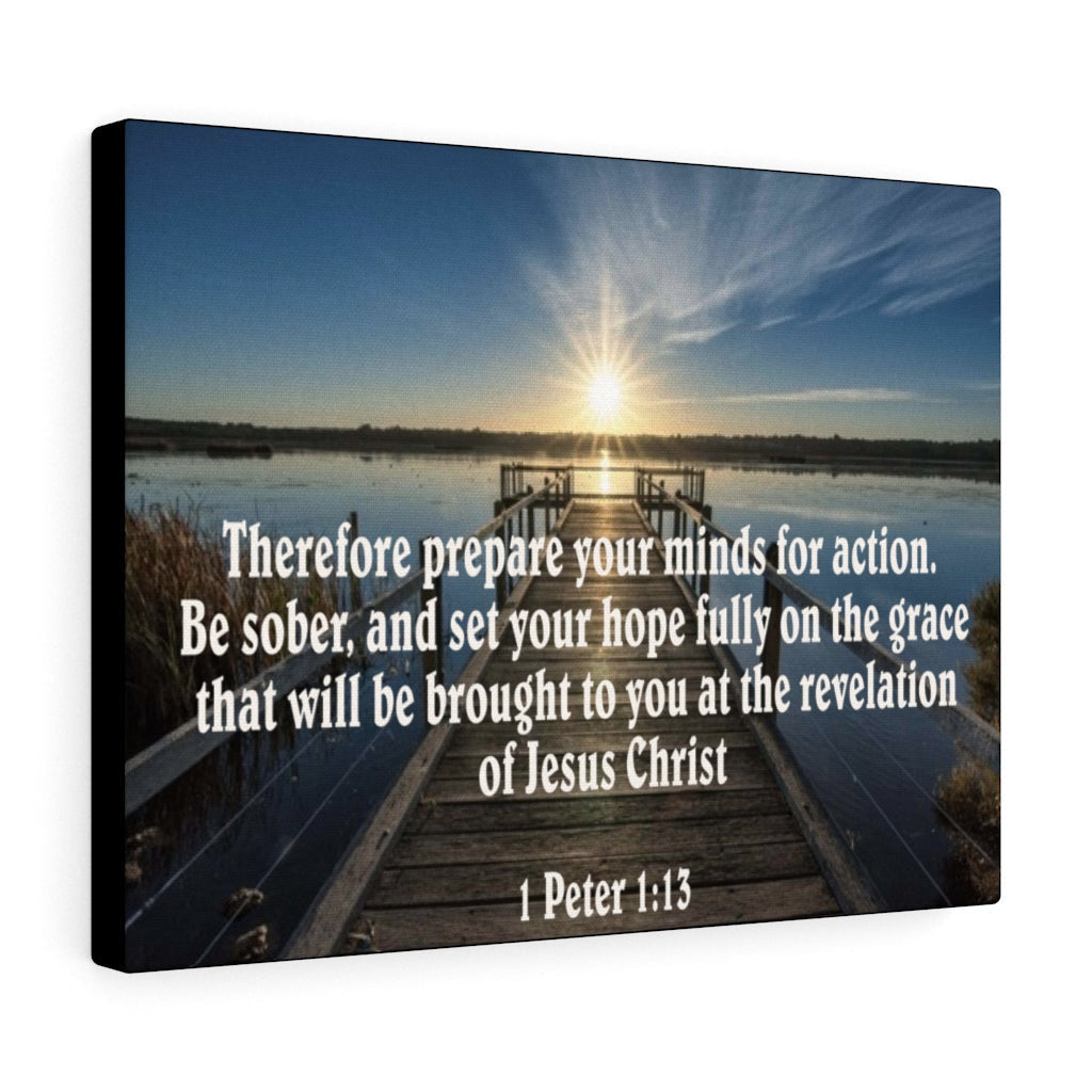 Scripture Canvas Be Sober 1 Peter 1:13 Christian Wall Art Bible Verse Meaningful Home Decor Gifts Unique Housewarming Gift Ideas Framed Prints, Canvas