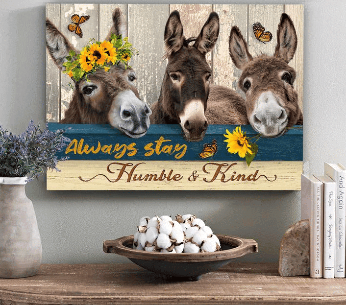 Donkey, Always Stay Hummble And Kind - Matte Wall Art, Gift For You, Gift For Donkey Lover, Christmas Gift C14 Gallery Canvas Painting, Canvas Hanging Home Decor Gift Idea Framed Prints, Canvas