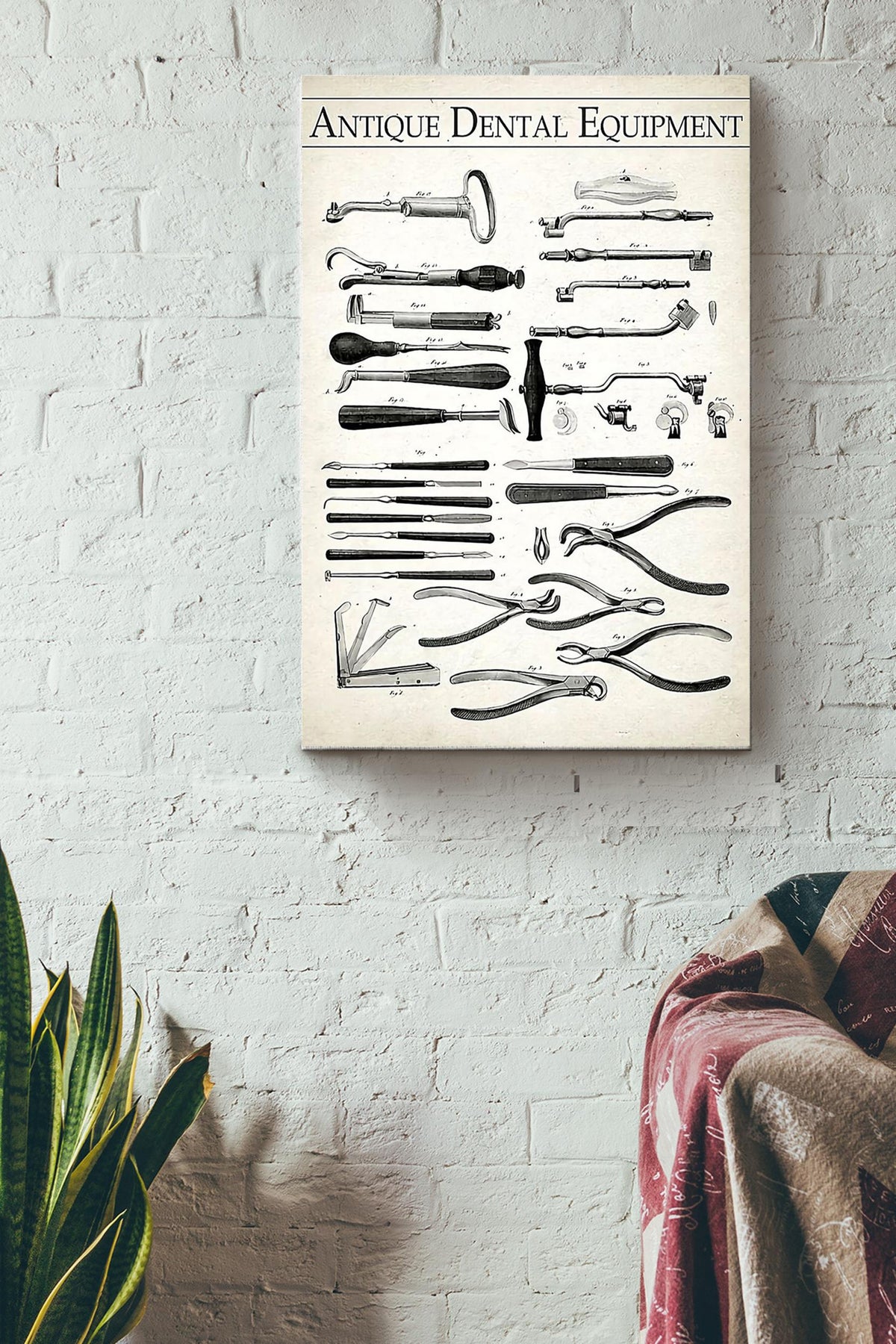 Antique Dental Equipment Dentist Poster Canvas Gallery Wrapped Canvas Framed Gift Idea