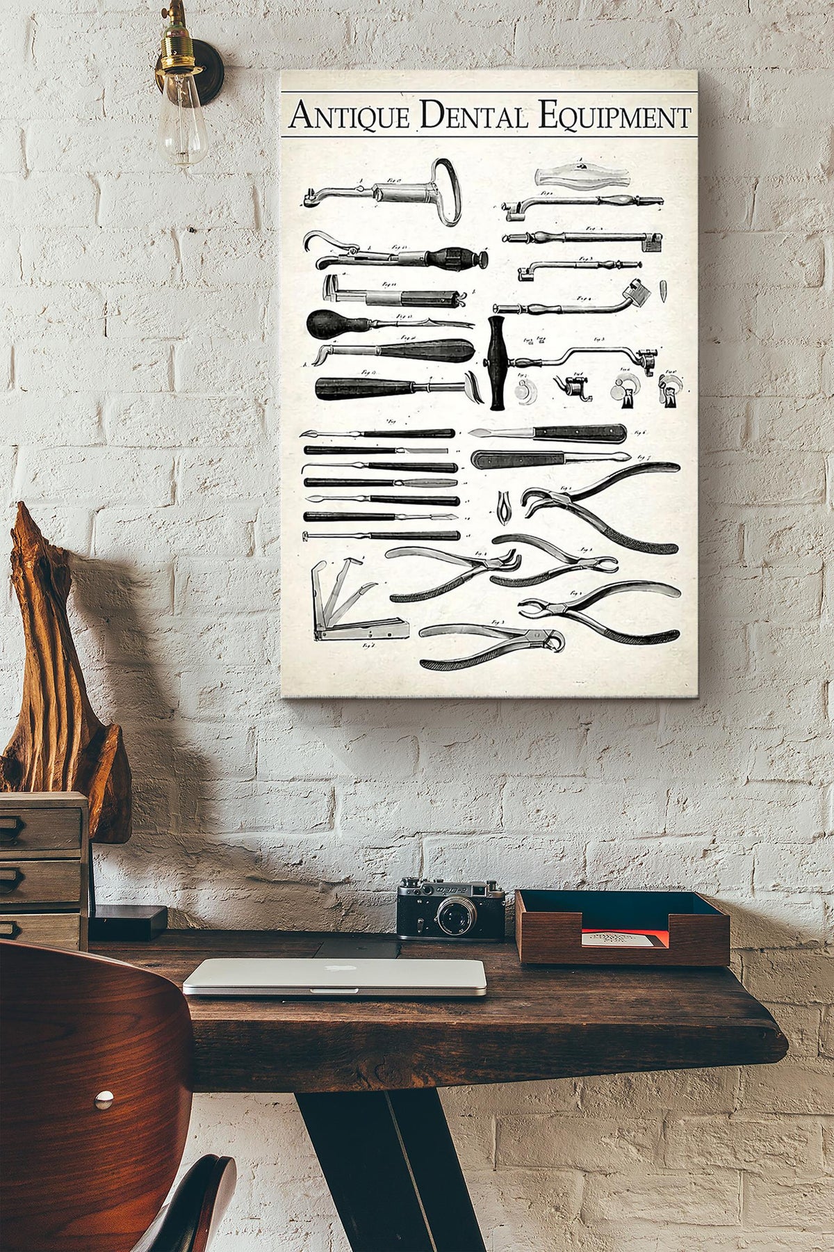 Antique Dental Equipment Dentist Poster Canvas Gallery Wrapped Canvas Framed Gift Idea