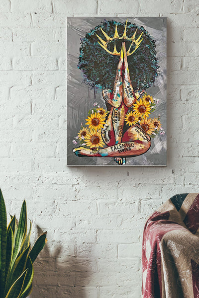 Black Girl Queen Beautiful Poster - Decor Wall Art - Gift For Black Girl Black Women Womens Day Black People Canvas Gallery Wrapped Canvas Framed Gift Idea Framed Prints, Canvas