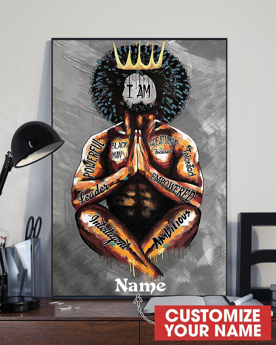 Black Man Powerful Wall Art Decor Personalized Prints Home Decor Gift Idea Birthday Framed Prints, Canvas
